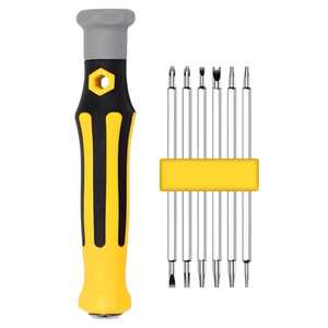 Jeu de tournevis jaunes 13 en 1, outil de réparation domestique multifonctionnel en acier au carbone avec poignée antidérapante - Product Image 1