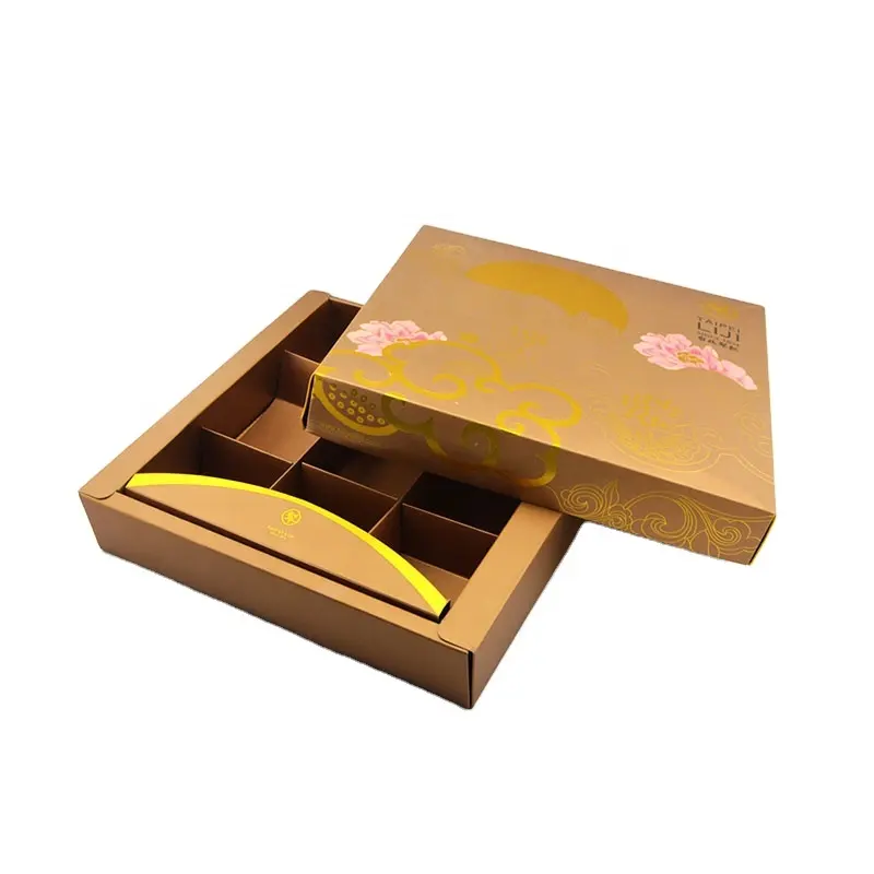 Luxury Paper Box Cute Food Packaging Box Moon Cake Packaging Chinese Mooncake Boxes with Holder Insert Acceptable Customized