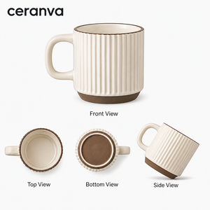 Hotseller! Op voorraad: stapelbare keramische mokken van steengoed met schattig geëmbossed klei-bodem voor melk, koffie, latte, voorraad en cadeaus. - Product Image 2