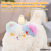 Jouet en peluche réaliste petit chat de dessin animé avec queue qui bouge, yeux qui clignotent, son simulé et fonction électronique