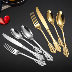 Hotel Luxus Löffel Gabel Gold Silber Farbe Besteck Kochlöffel Besteck Hochzeit Edelstahl Geschirr Gold Löffel Set - Product Image 2
