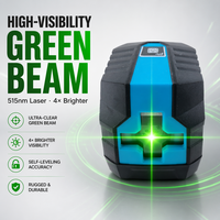Niveau laser vert portable de qualité industrielle KMD PRG2L avec trépied, 2 lignes (horizontales et verticales), auto-nivelant électronique