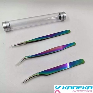 Pince à épiler en acier inoxydable pour extensions de cils, pointes dorées en fibre, outil professionnel pour cils - Product Image 5