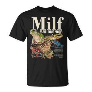 Milf Man I Love Frogs T-Shirt noir unisexe taille adulte M L XL XXL - Product Image 1