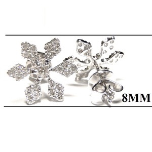 Boucles d'oreilles clous en or blanc 18 carats massif avec diamants véritables, motif flocon de neige mignon, serties de griffes, style Hong Kong, cadeau de fiançailles et de mariage - Product Image 2