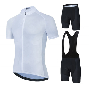 ドロップシッピングメンズ半袖サイクリングジャージーフルジップセットロードバイクビブジャージースーツサイクルショーツ、5Dパッド入り - Product Image 1