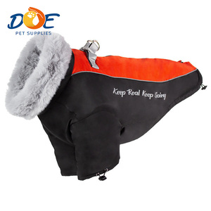 Doe 애완 동물 개 액세서리 의류 도매 제조 업체 따뜻한 겨울 방수 방풍 개 애완 동물 코트 토끼 모피 칼라 - Product Image 1