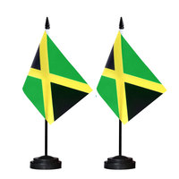 Ensemble de drapeaux de bureau de luxe pour 24 pays Drapeau de bureau américain miniature de 3 pouces par 5 pouces avec poteau noir de 13 pouces