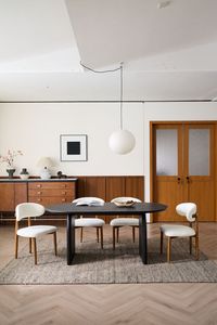 Voxhome Juego de mesa de comedor de estilo nórdico, muebles de cocina de restaurante modernos de madera ovalada, mesa de cena ensamblada de lujo - Product Image 2