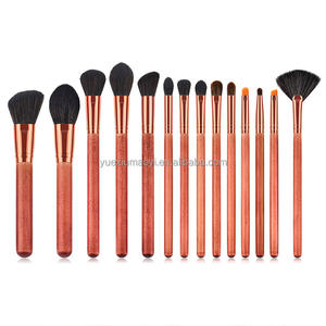 Ensemble de 14 pinceaux de maquillage professionnels pour le visage, manche en bois haut de gamme, poils synthétiques, couleur <span class=keywords><strong>acajou</strong></span>, avec étui. - Product Image 2