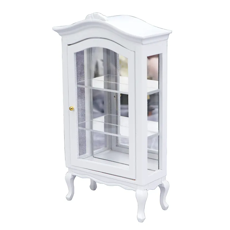 1:12 Dollhouse Mini Furniture Accessories Pure White Curved Collection Cabinet
