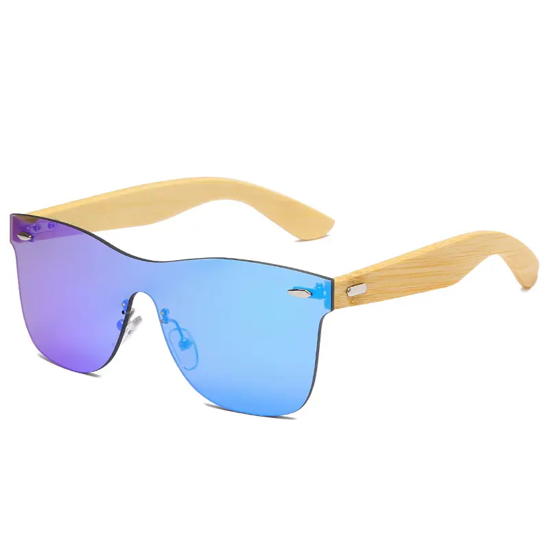 Gafas de sol de madera hechas a mano para hombre y mujer, lentes de sol de madera de bambú con marco de plástico, lentes cuadradas con logotipo personalizado