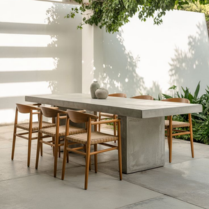 Mesa de Comedor Moderna para Exteriores de Cemento GFRC, Mesa de Concreto Ligera Hecha a Mano, Precio Directo de Fábrica y Suministro OEM - Product Image 1