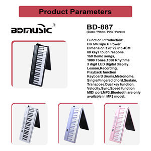 Clavier électronique MIDI portable pliable BD MUSIC BD-887, <span class=keywords><strong>piano</strong></span> numérique 88 touches, orgue électrique, instruments de musique <span class=keywords><strong>pour</strong></span> débutants - Product Image 3
