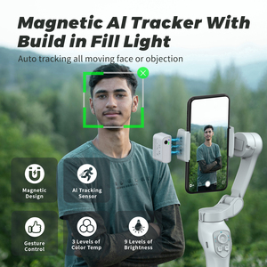 Estabilizador de cardán de teléfono L7Cpro Plus al por mayor con control remoto de gestos Ai Auto Face Tracking con luz de relleno de trípode - Product Image 3