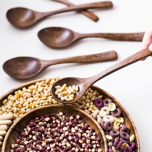 ช้อนไม้สำหรับรับประทานอาหาร ช้อนซุปเวงเก้สำหรับทำอาหาร ผสม ตี น้ำผึ้ง ชา โซดา ของหวาน ชามมะพร้าว หม้อเคลือบกันติด ครัว - Product Image 3