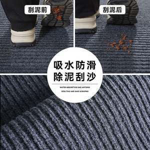 PVC Anti-<b>Slip</b> Stripe Pattern Rectangle Dark Gray Absorbent Machine Washable Floor <b>Mat</b> for Entrance Hall Balcony Commercial Use - Product Image 1