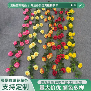 Guirlandes de roses artificielles en plastique et soie, fleurs à branche unique pour la décoration intérieure, couleurs rose, rouge, orange, rose rouge, champagne - Product Image 5