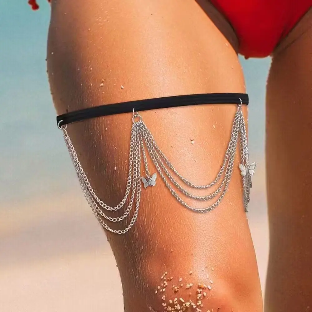 Sexy Meerlagige Kwastjes Vlinderhangers Lichaamsketting Voor Vrouwen Zomer Strandfeest Met Accessoires Dijkettingen Sieraden