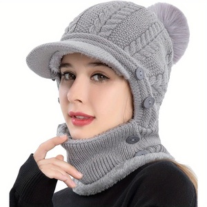 Ensemble bonnet, écharpe et masque pour <span class=keywords><strong>femme</strong></span> d'hiver, chaud et épais, bonnet de <span class=keywords><strong>ski</strong></span>, chaleur pour la tête et le cou, protège-oreilles et protège-visage - Product Image 2