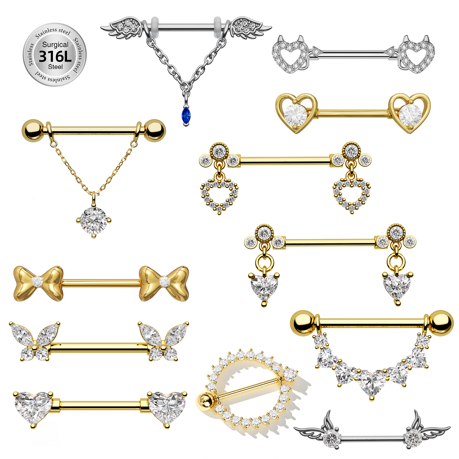 Stylish and Versatile body jewelry gold nipple for Trend-Setting
