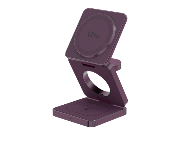 25W Foldable 3 in 1 Wireless Charger Stand Fast Wireless Charging Station for Phone Watch Earphone Multi Device Qi Charger