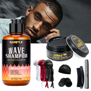 Pomada ondulada de estilo 360 de alta calidad, aspecto Negro Natural, Champú hidratante para ondas de pelo, define ondas para hombres negros - Product Image 1