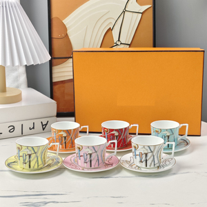 Commercio all'ingrosso di lusso moderno pomeriggio Set da tè <span class=keywords><strong>Bone</strong></span> <span class=keywords><strong>China</strong></span> 6 pezzi tazza di caffè e piattino con scatola regalo - Product Image 1