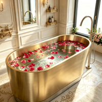 Baignoire autoportante ovale en acier inoxydable D&C Gold, design moderne, taille et couleur personnalisables, service OEM/ODM pour usage en villa