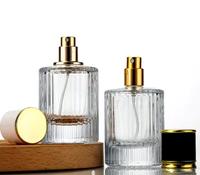 Flacons de parfum de luxe en verre 50 ml, cylindriques ronds, vides avec capuchon pulvérisateur, couleur personnalisée, estampage à chaud, diffuseur à bâtonnets