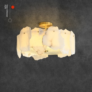 Plafonnier LED en marbre rétro <span class=keywords><strong>zen</strong></span> chinois, blanc chaud, style moderne simple, luxe, treillis, chambre à coucher, salon, balcon - Disponible en taille moyenne - Product Image 3