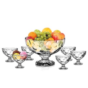 Set di 7 pezzi di vetreria nuovo design trasparente vintage inciso ciotola di frutta in <span class=keywords><strong>vetro</strong></span> con piccola ciotola di gelato set di <span class=keywords><strong>ciotole</strong></span> di <span class=keywords><strong>vetro</strong></span> per 6 persone - Product Image 3