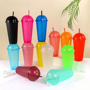 Gobelets réutilisables personnalisables avec logo, couvercles à dôme et pailles, 24 oz, en plastique, pour café glacé, voyage, anniversaires et fournitures de fête - Product Image 4