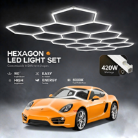 Lampes de travail LED hexagonales haute luminosité 420W 50000h pour atelier automobile, éclairage de plafond en nid d'abeille lumineux pour garage et atelier