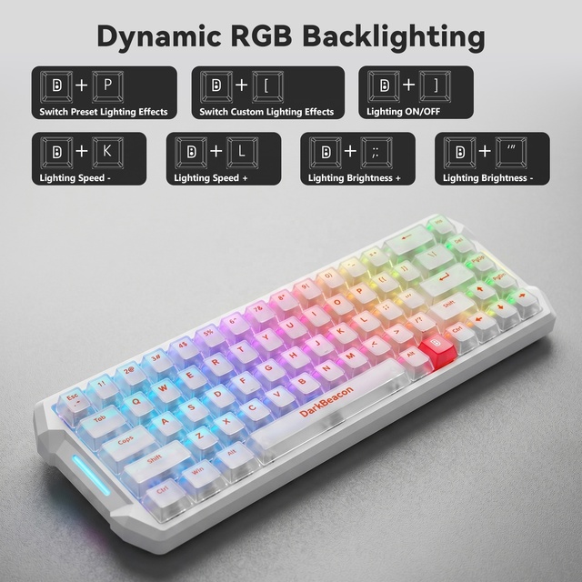 Wholesale Flux 68 White Wired Mechanical Magnetic Switch Keyboard 65% Layout 68 Keys RGB USB-C Rapid Trigger Gaming Keyboard