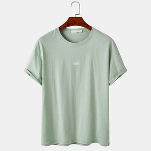 T-shirt personnalisé à épaules tombantes en tissu épais |   200 g/m² 100 % coton |   Fournisseur OEM |   T-shirts courts anti-boulochage coupe classique pour hommes - Product Image 1