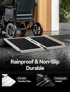 <span class=keywords><strong>Rampe</strong></span> de fauteuil roulant avec poignée Rampas antidérapant en aluminium pour handicapés <span class=keywords><strong>Rampe</strong></span> de fauteuil roulant pour les marches de la maison Escaliers Portes d'entrée - Product Image 4