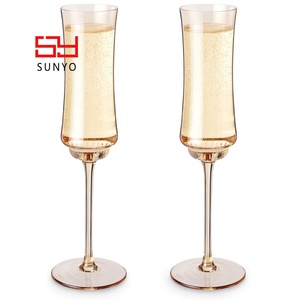 Ensemble de 2 gobelets à boire teintés de couleur ambre solide personnalisés à la main Prosecco <span class=keywords><strong>ou</strong></span> flûtes à <span class=keywords><strong>champagne</strong></span> tulipe pétillante - Product Image 4