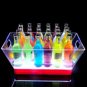 Seau à glace de grande marque, boîte de nuit, style hôtel Portable et innovant, vin en acrylique, grand, personnalisé, Champagne avec LED