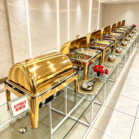 Ensemble de matériel de cuisine professionnel en acier inoxydable durable pour hôtels, chauffe-plats pour buffet 9L alimenté au combustible