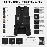Chaleco de Trabajo Ajustable de Algodón Resistente con Múltiples Bolsillos, Almacenamiento de Herramientas, Uniforme de Construcción, Logotipo Personalizado OEM ODM, Profesional