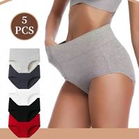 Ensemble de 5 pièces en coton, taille européenne XS à 5XL, sous-vêtements pour femmes taille haute, culottes extra larges, culottes pour femmes courbes