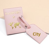 Nouvel ensemble de porte-documents et étiquettes de bagage au design bronzé, porte-passeport de voyage imprimable avec LOGO