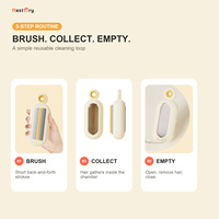 Brosse réutilisable autonettoyante en plastique pour enlever les poils d'animaux avec anneau rotatif, balayette anti-peluches double face pour canapé, vêtements et literie