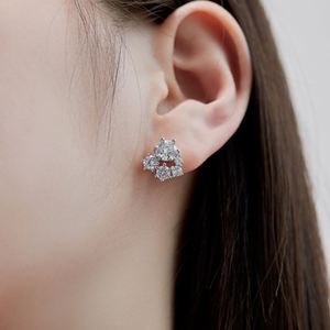 Dylam Simplicity Design S925 <b>Silver</b> Rhodium Plated Hypoallergenic Moissanite Diamond Geometric 5A Zirconia Bridal <b>Stud</b> <b>Earrings</b> - Product Image 2