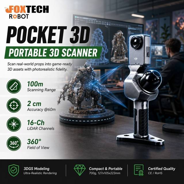 360 Degree Slam Lidar Portable Laser Point Cloud High Precision 3D Scanner for Cultural Heritage Game Scene Film Reality Capture