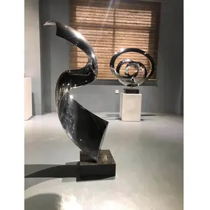 Escultura de Metal abstracta moderna de acero inoxidable, escultura artística de interior