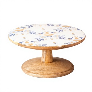 Fancy Wedding <b>Cake</b> <b>Stand</b> Handmade Decorative Metal Eco-Friendly Round Food Safe Enamel Finished Mango Wood Wholesale Supply - Product Image 1