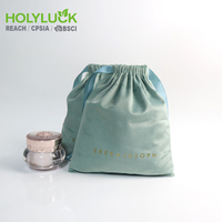 Pochette à bijoux en velours imprimée avec logo personnalisé, sac anti-poussière à cordon, emballage cadeau haut de gamme, sac anti-poussière en velours pour cosmétiques