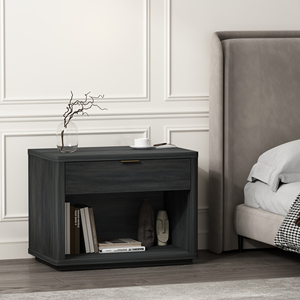 Nightstand In Charcoal Gray Modern Minimalist Design <b>Storage</b> <b>Drawer</b> Bedroom Furniture - Product Image 2